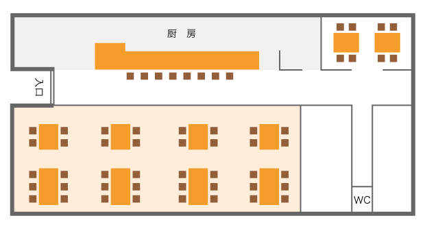 大衆酒場 ひらぁたや商店の店内見取り図