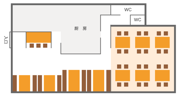 鳥屋 二代目こばぁやし商店の店内見取り図